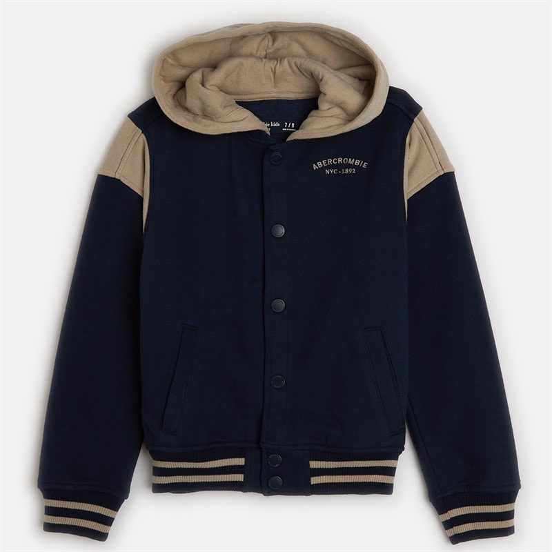 Abercrombie & Fitch Boys Essentials Hooded Bomber Jacket Navy Blazer