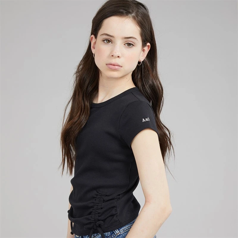 Abercrombie & Fitch Girls Ruched Side Bow T-Shirt Anf Anthracite
