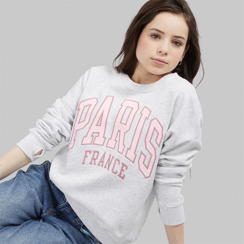 Abercrombie & Fitch Girls I Heart Paris Sweatshirt Anf Light Grey Heather