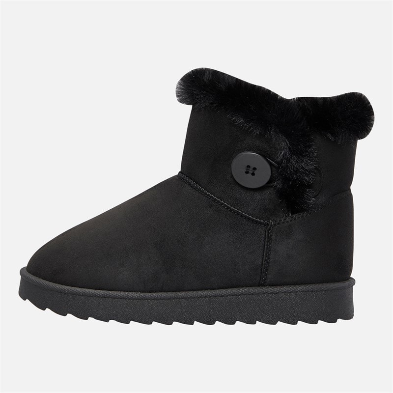 KRUSH Womens Button Trim Cosy Ankle Boots Black
