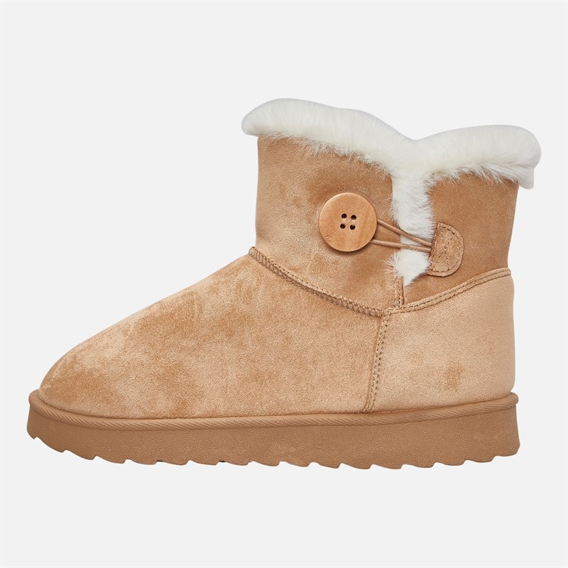 KRUSH Womens Button Trim Cosy Ankle Boots Sand Chestnut