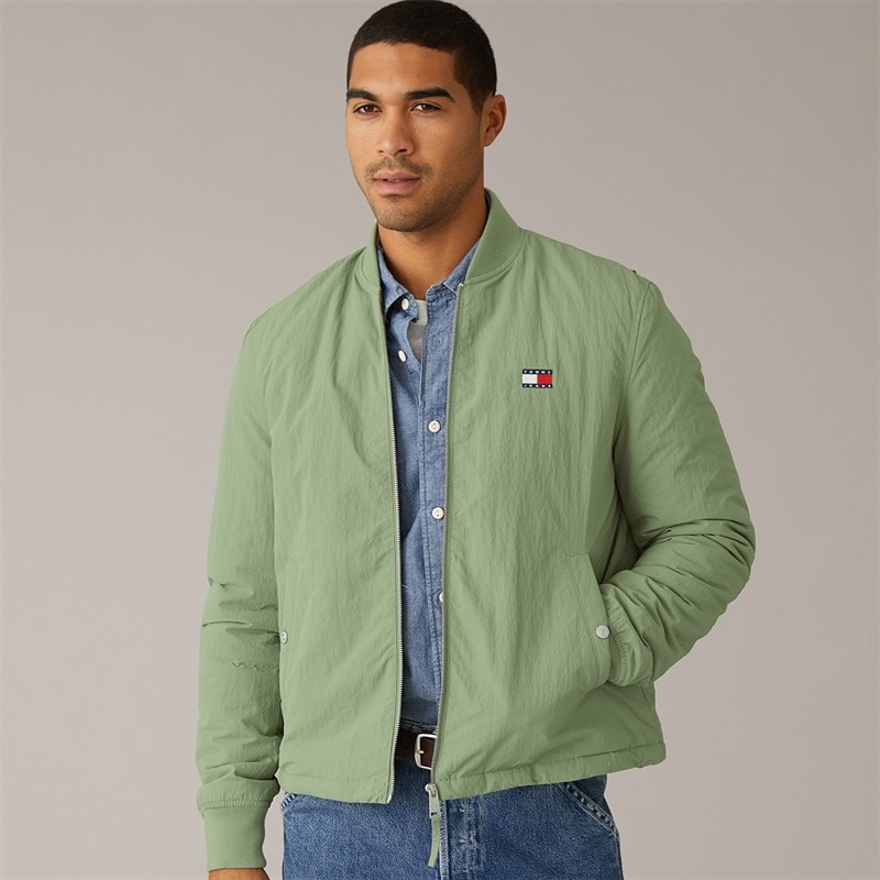 Tommy Jeans Mens Entry Bomber Jacket Spring Olive