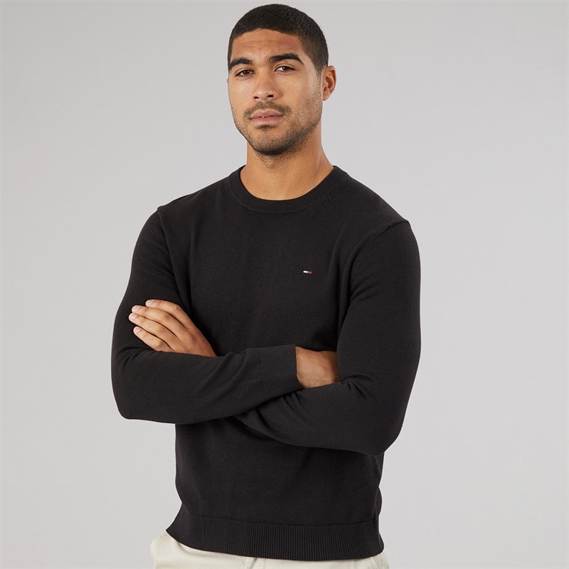 Tommy Jeans Mens Slim Fit Essential Light Jumper Black