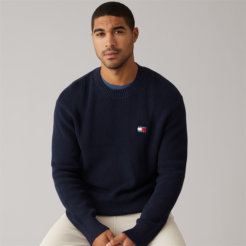 Tommy Jeans Mens Badge Jumper Dark Night Navy