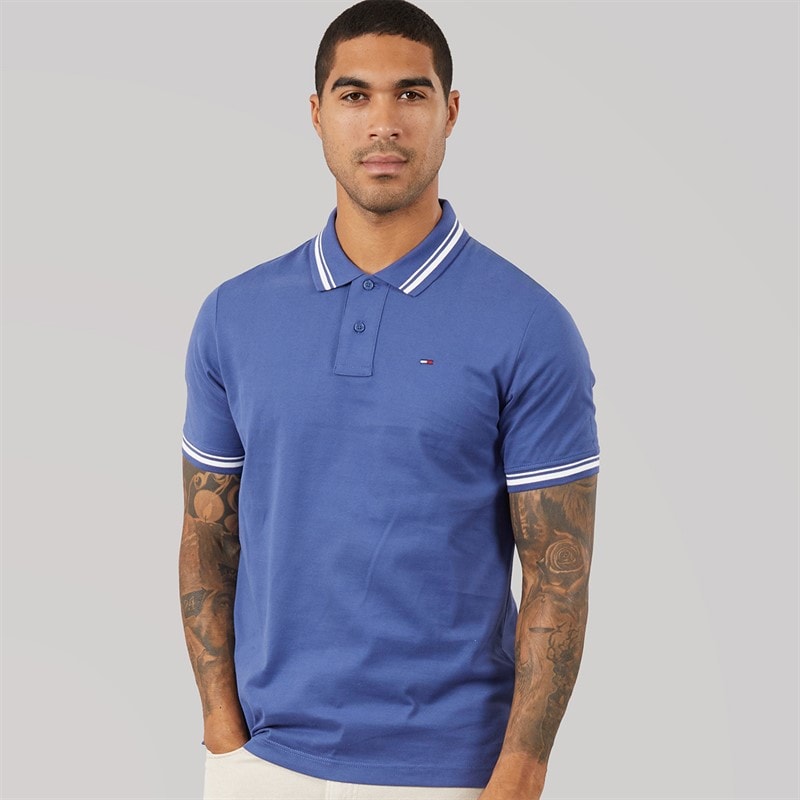 Tommy Jeans Mens Tipped Polo Shirt Blue Storm