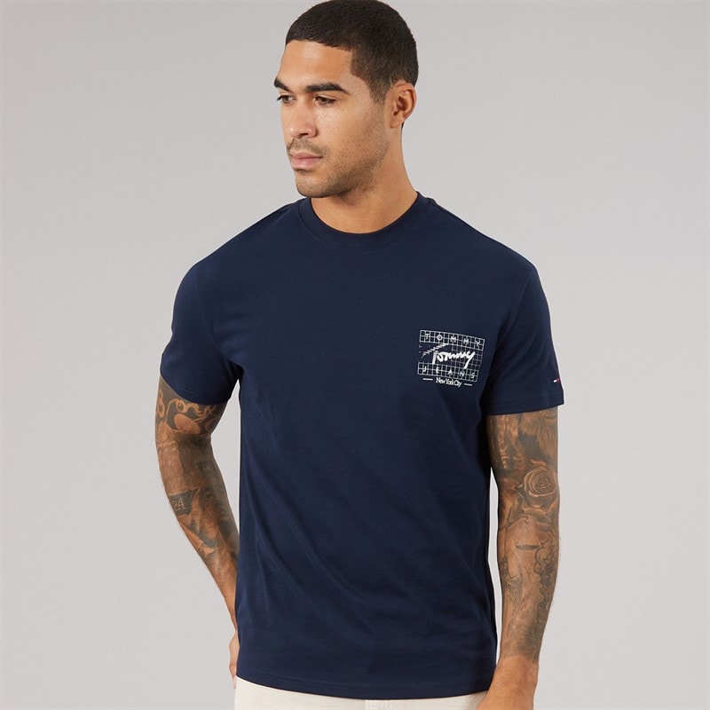 Tommy Jeans Mens Sign Flag T-Shirt Dark Night Navy