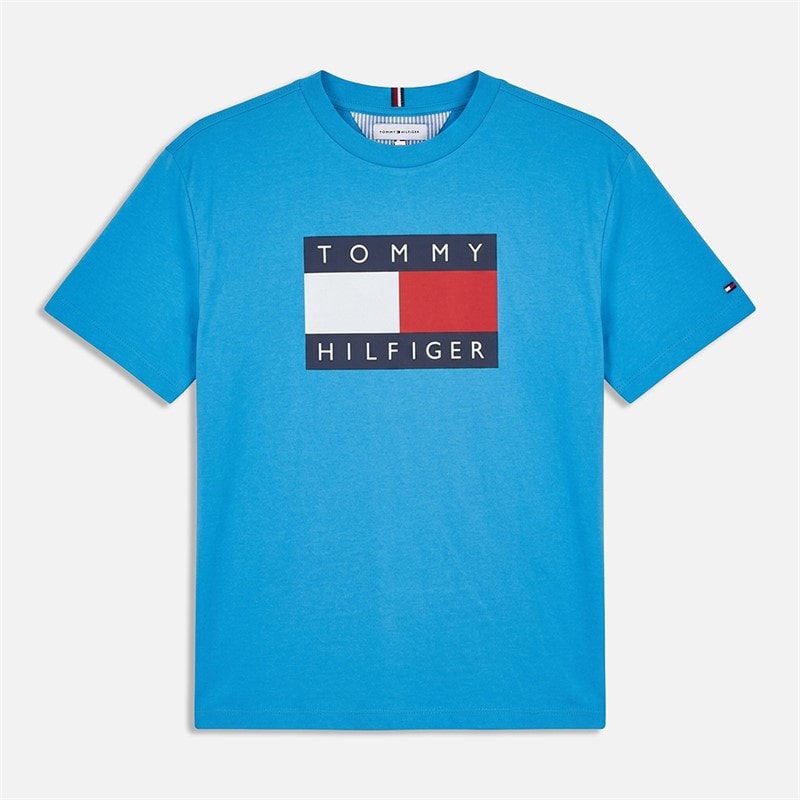Tommy Jeans Boys Heritage Printed Flag T-Shirt Copenhagen Blue