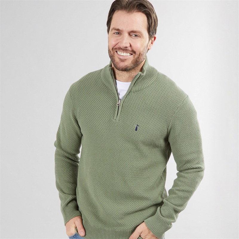 Saltwell Mens Ashgrove 1/4 Zip Jumper Sage Green