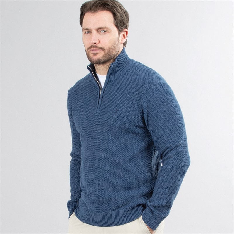 Saltwell Mens Ashgrove 1/4 Zip Jumper Denim Blue