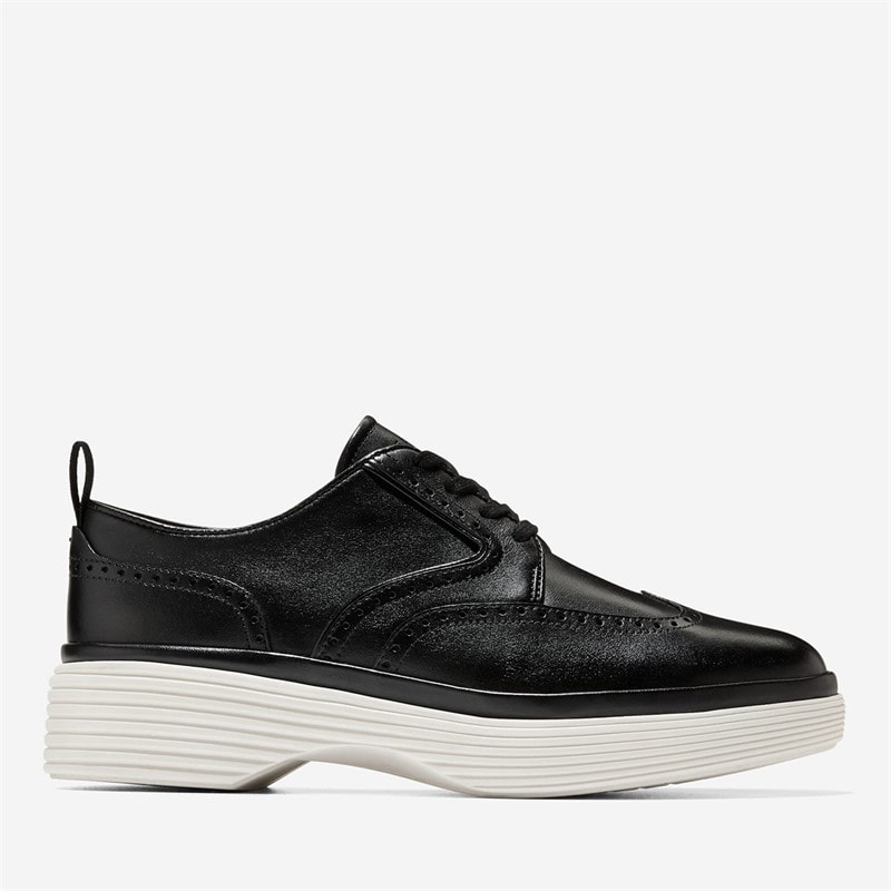 Cole Haan Womens Original Grand Ciry Platform Wingtip Oxford Shoes Black