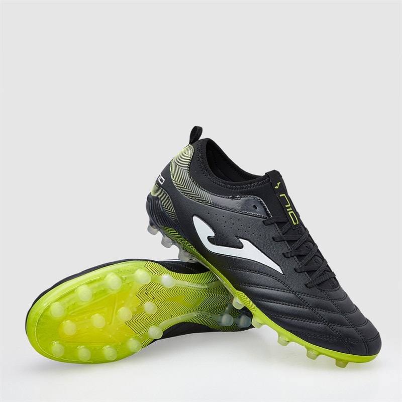 Joma Mens Number-10 25 AG Artificial Grass Football Boots Black/Fluoro Yellow