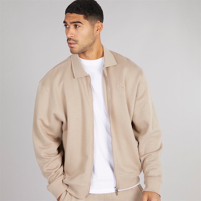 Avant Garde Mens Parker Zip Through Sweatshirt Stone