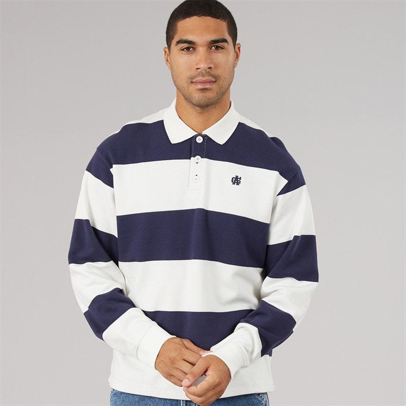 Avant Garde Mens Lineage Rugby Shirt Black Iris/Whisper White