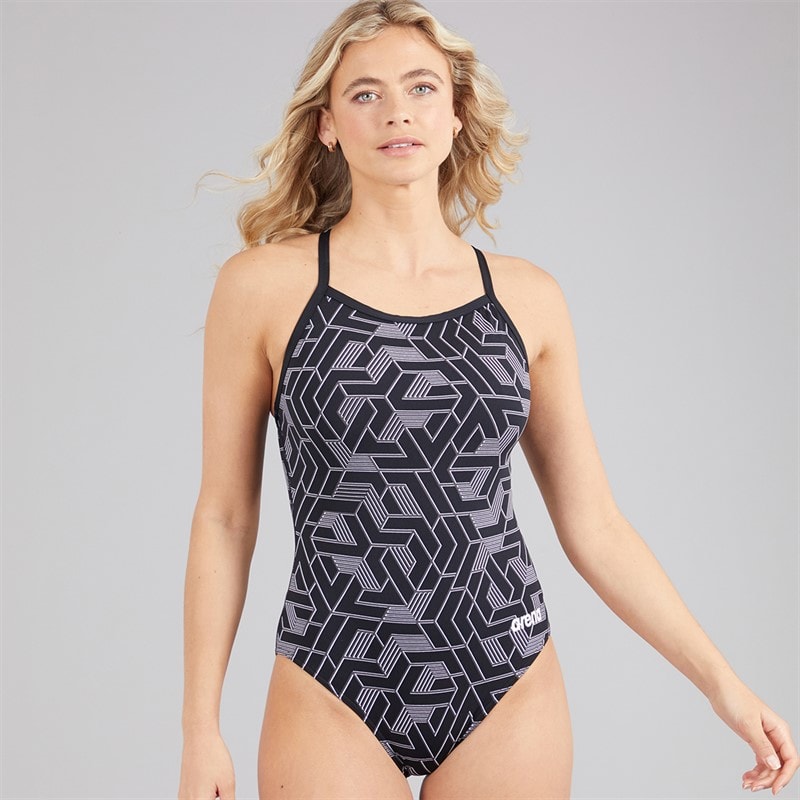 Arena Womens Escape Lightdrop Back Swimsuit Black Team