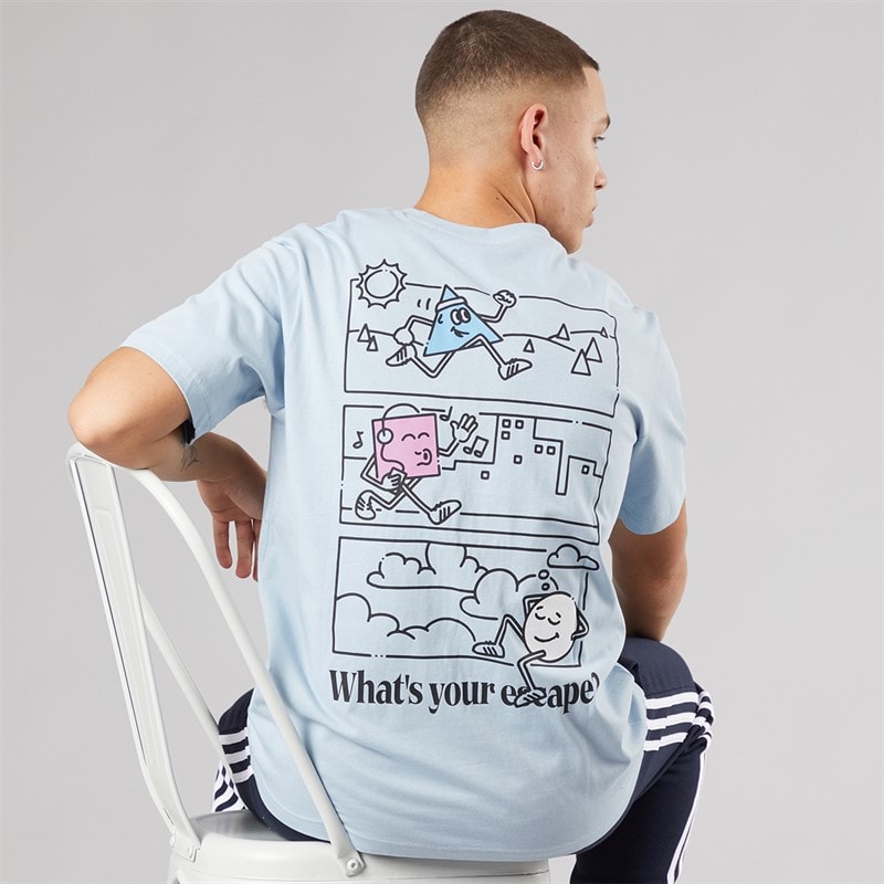 adidas Mens Positivity Shapes Graphic T-Shirt Wonder Blue
