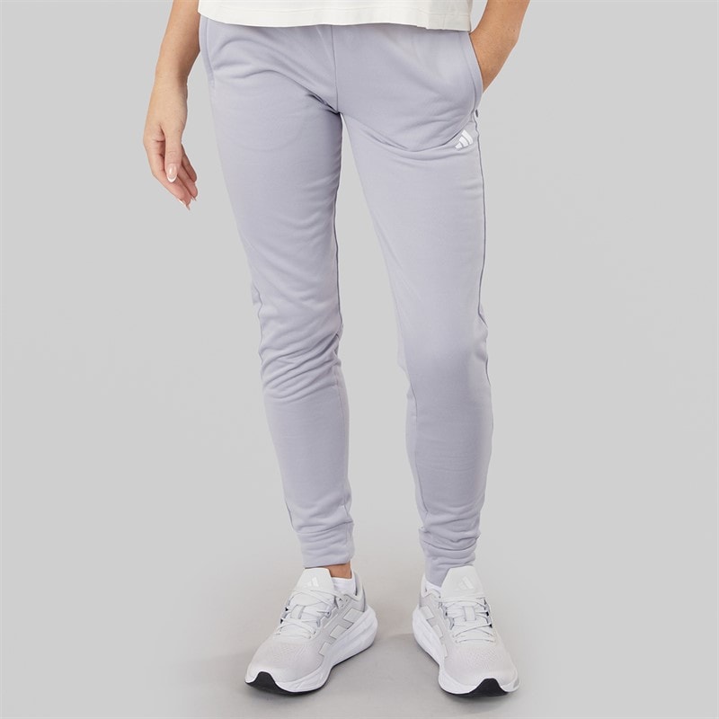 adidas Womens AEROREADY Game And Go Regular Tapered Fleece Joggers Gloy Grey/White