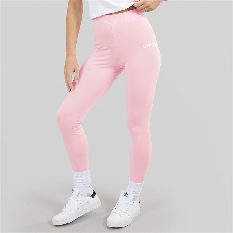 adidas Womens Essentials Linear Leggings Clear Pink/White