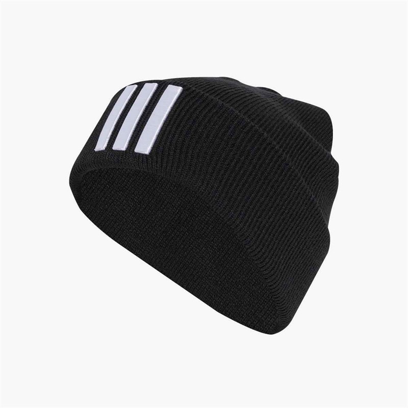 adidas Mens 3-Stripes Beanie Black/White