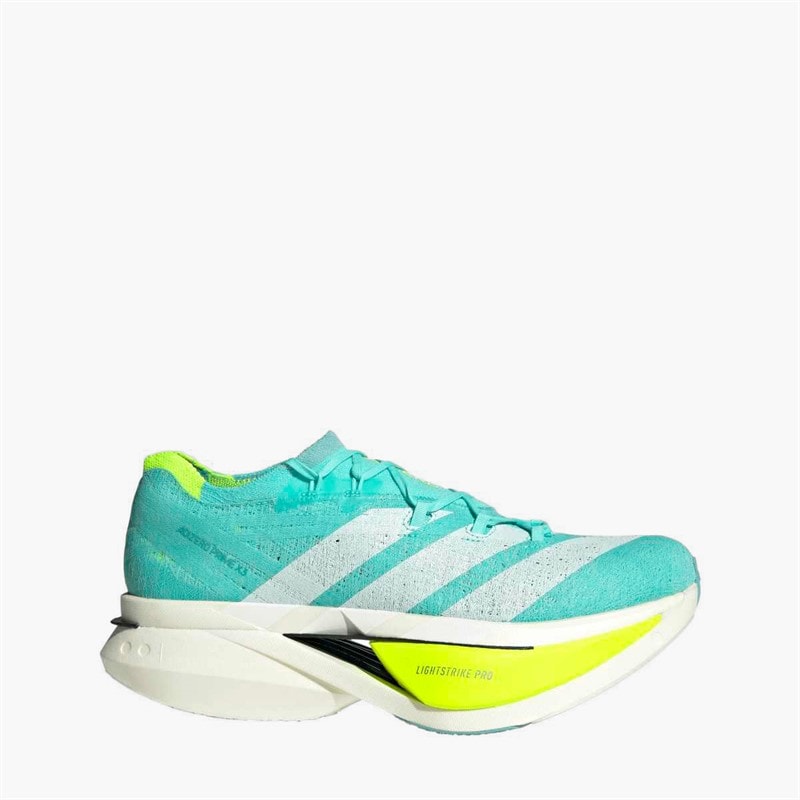 adidas Mens Adizero Prime X3 Strung Neutral Running Shoes Flash Aqua/Zero Metalic/Lucid Lemon