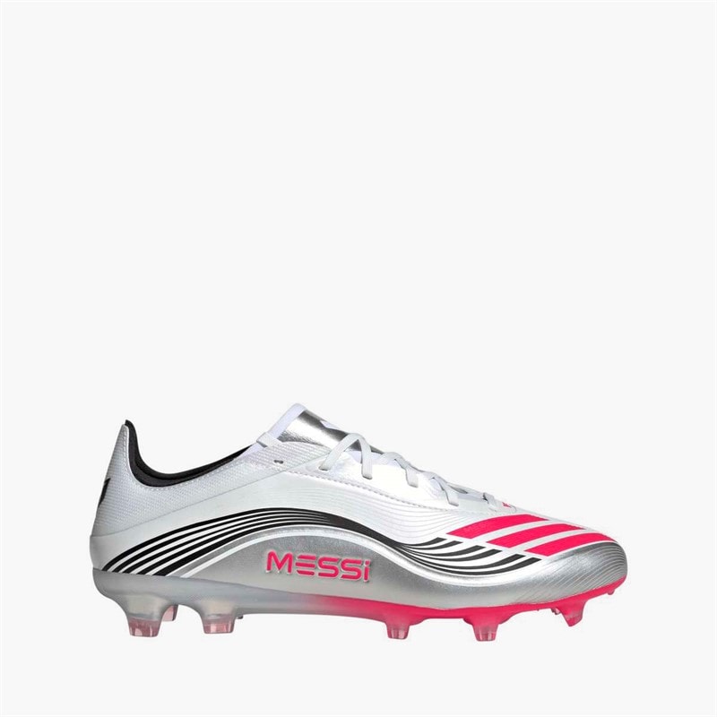 adidas Mens F50 Messi Pro FG Firm Ground Football Boots Cloud White/Lucid Red/Silver Metallic