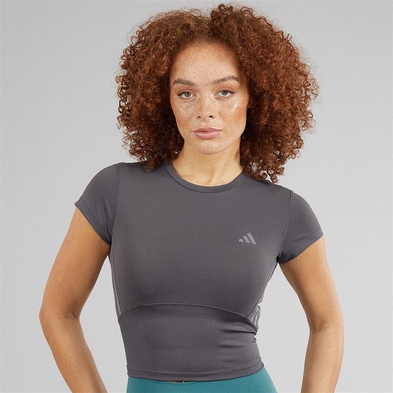 adidas Womens Hyperglam Shine Baby T-Shirt Grey Strata/Taupe Oxide