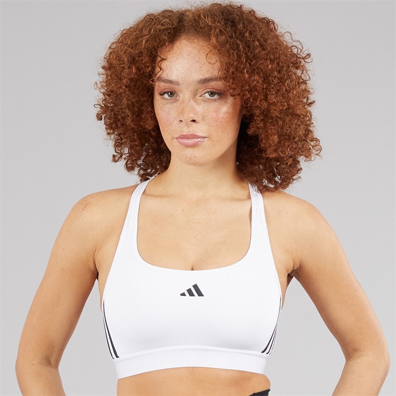 adidas Womens Prime Lift React Medium Support Sports Bra White/Black