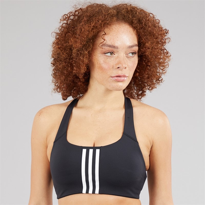adidas Womens Prime Lift Impact 3-Stripes Training Medium Support Sports Bra Black
