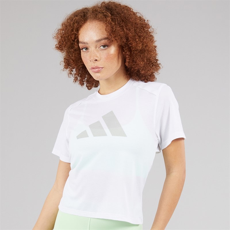 adidas Womens Primelift Performance Big Logo T-Shirt White
