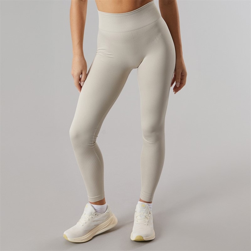 adidas Womens Workout Essentials Full Length Knit Leggings Beige