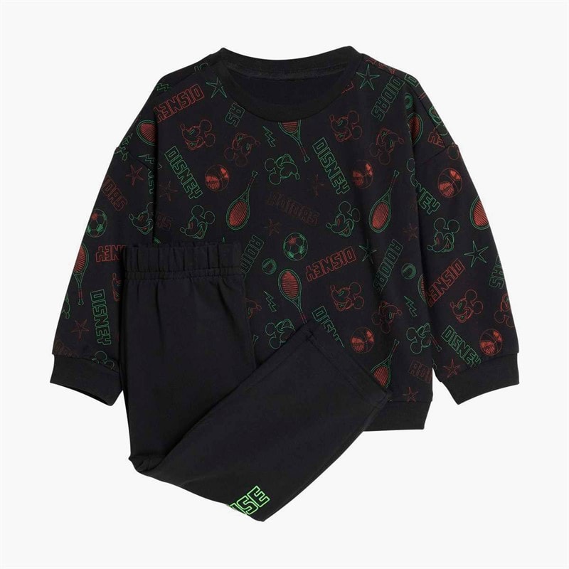 adidas Infant X Disney Mickey Mouse Sweatshirt And Joggers Set Black/Impact Orange/Lime Burst