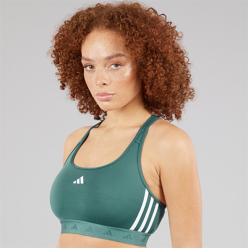 adidas Womens Prime Lift Training Medium Support Sports Bra Pure Teal/White