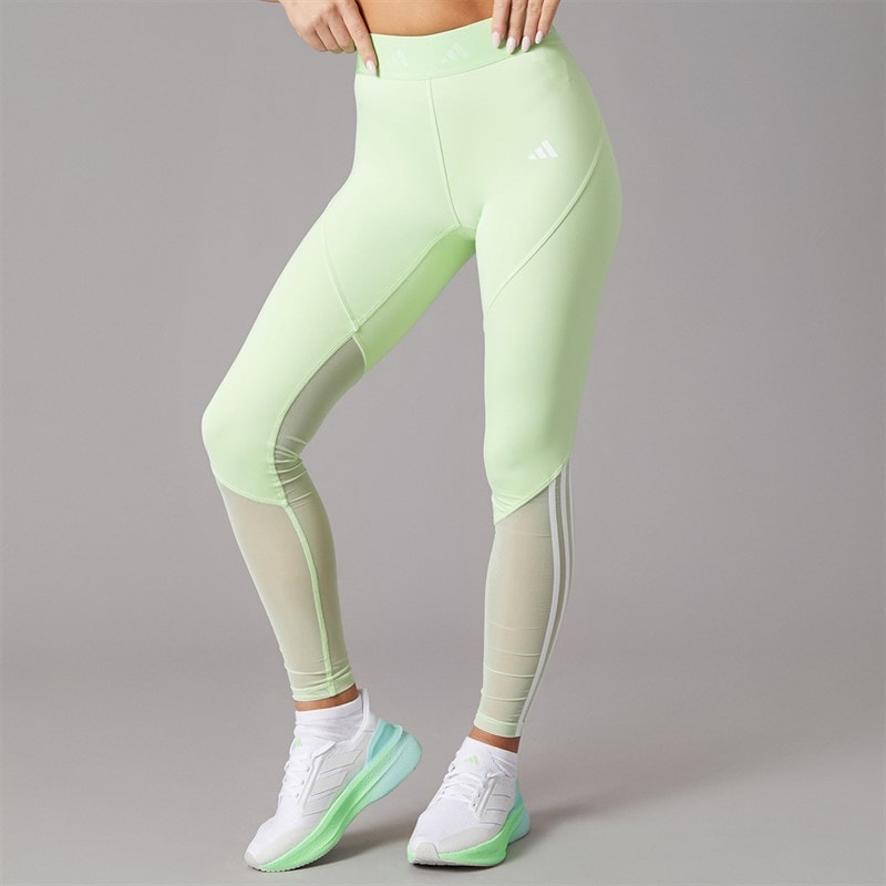 adidas Womens Hyperglam Full Length Leggings Semi Green Spark/White