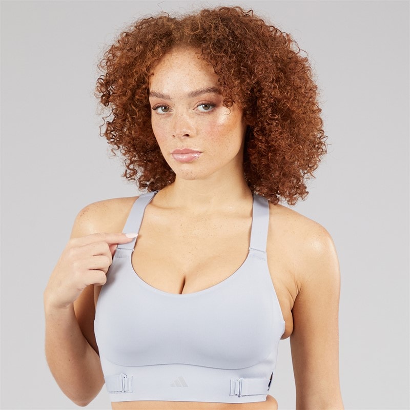 adidas Womens Fastimpact Luxe Run High Support Sports Bra Halo Silver