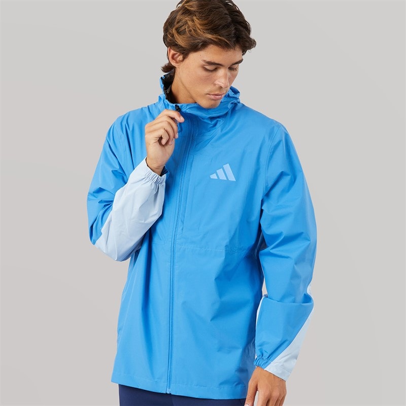 adidas Mens Terrex Multi 2 Layer Climaproof Hooded Rain Jacket Ray Blue/Glow Blue