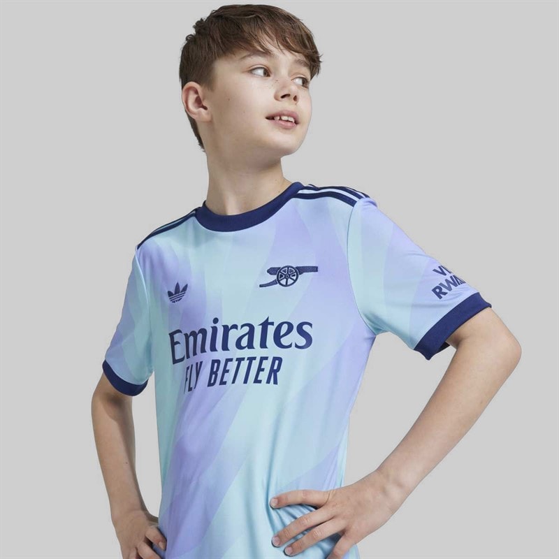adidas Junior Boys AFC Arsenal FC 24/25 Third Jersey Clear Aqua/Light Flash Purple