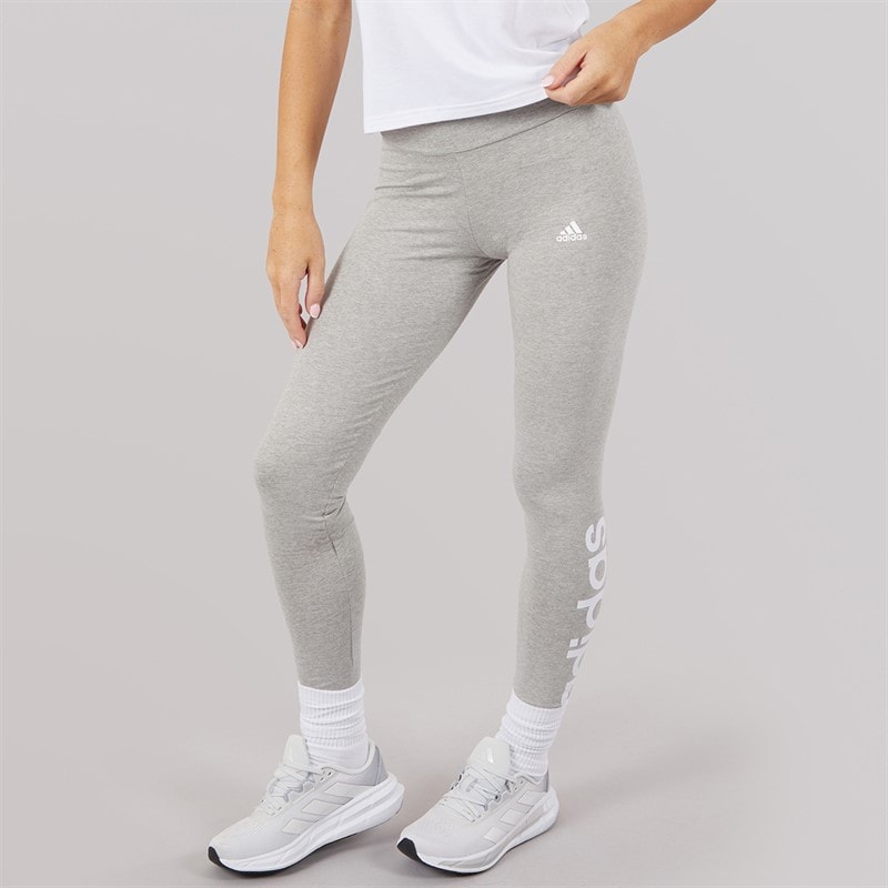 adidas Womens Essentials High Waist Logo Leggings Medium Grey Heather/White
