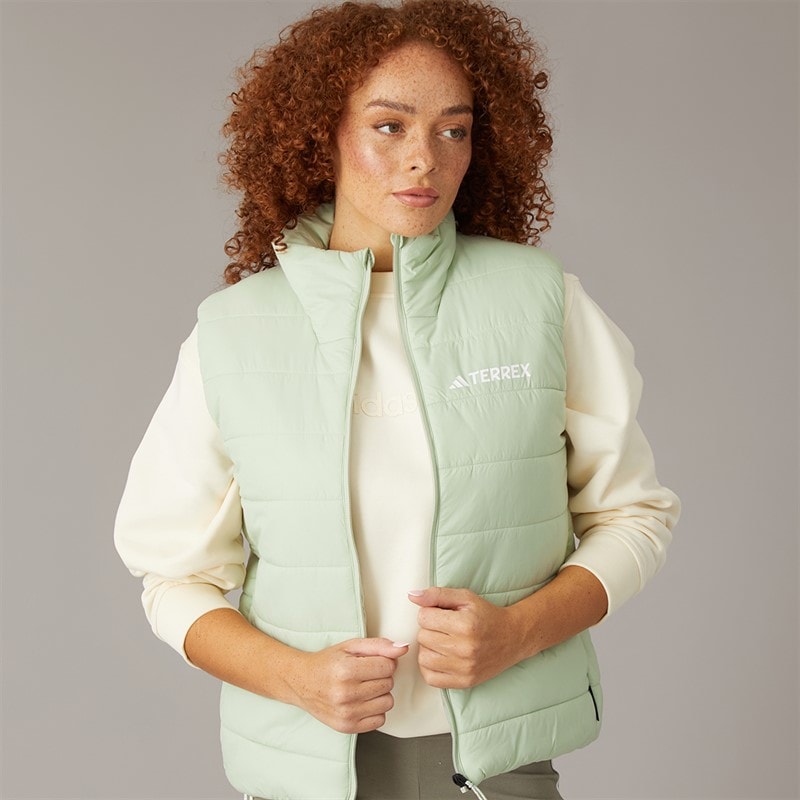 adidas Womens Terrex Essentials Climawarm Insulated Padded Gilet Halo Green