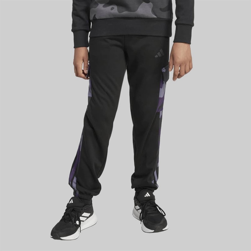 adidas Junior Boys Essentials Camo Cargo Joggers Black/White