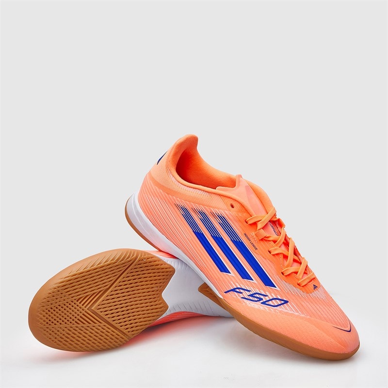 adidas Mens F50 League Coral Blaze Pack IN Indoor Football Boots Beam Orange/Lucid Blue/Cloud White Beam Orange/Lucid Blue /Cloud White