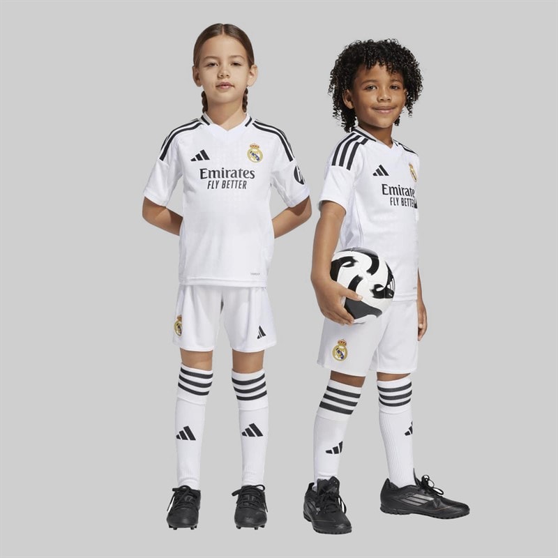 adidas Kids RMCF Real Madrid 24/25 Home Mini Kit White/White
