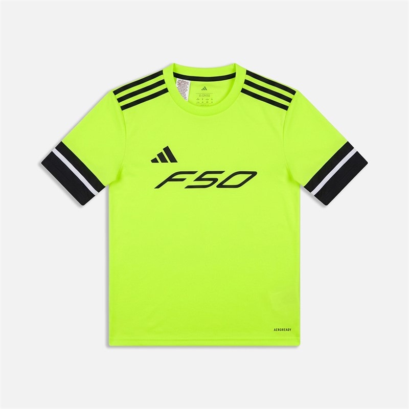 adidas Junior Boys F50 T-Shirt Lucid Lemon/Black