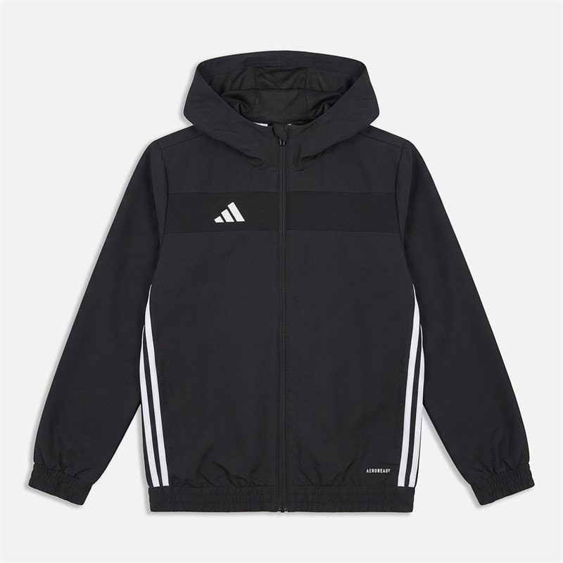 adidas Junior Boys Tiro 25 Essentials Woven Hooded Track Jacket Black/White