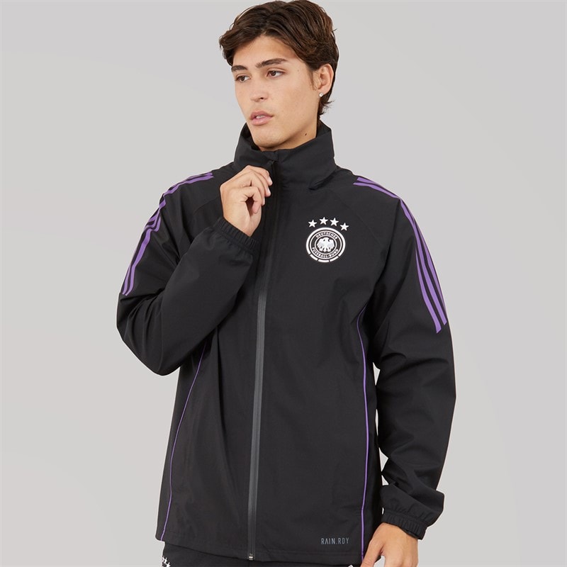 adidas Mens DFB Germany 2024 Waterproof Rain Jacket Black