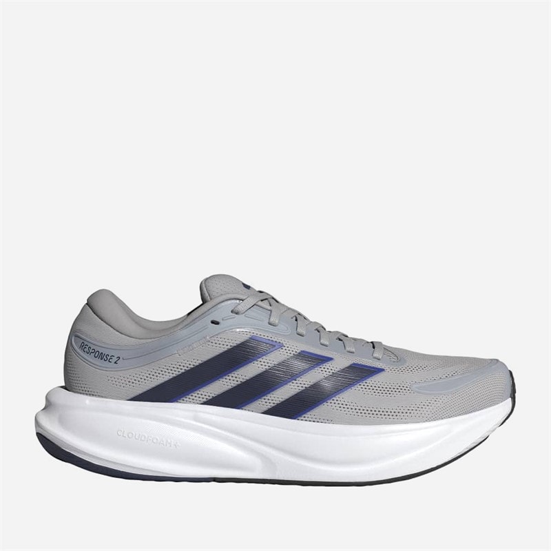 adidas Mens Response 2 Neutral Running Shoes Grey Two/Dark Blue/Lucid Blue