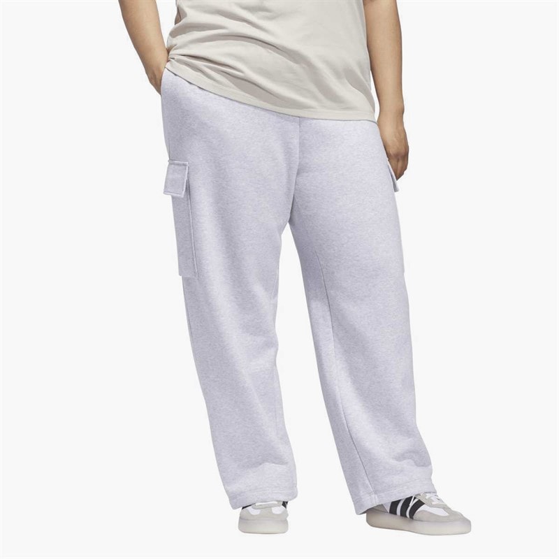 adidas Womens Essentials Linear Logo Fleece Cargo Joggers Light Grey Heather