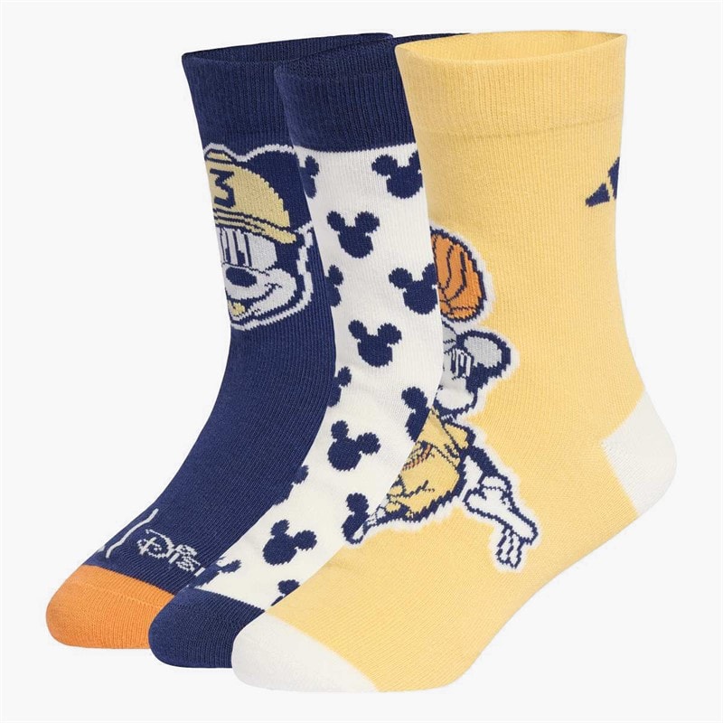 adidas Kids x Disney Mickey Mouse Three Pack Crew Socks Dark Blue/Off White/Semi Ice Tangerine