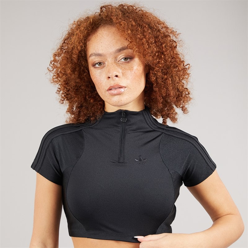 adidas Originals Womens Zip-Up Crop Top Black