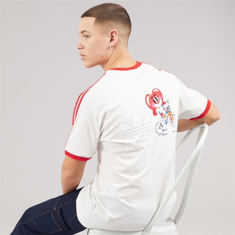 adidas Originals Mens X Made By Nelson Back Graphic California T-Shirt Cloud White