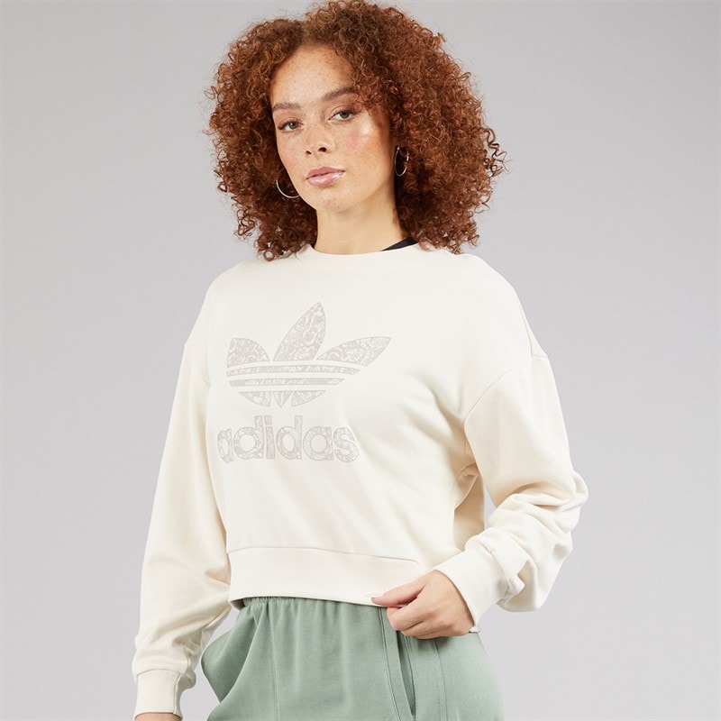 adidas Originals Womens Snake Trefoil Sweatshirt Wonder White