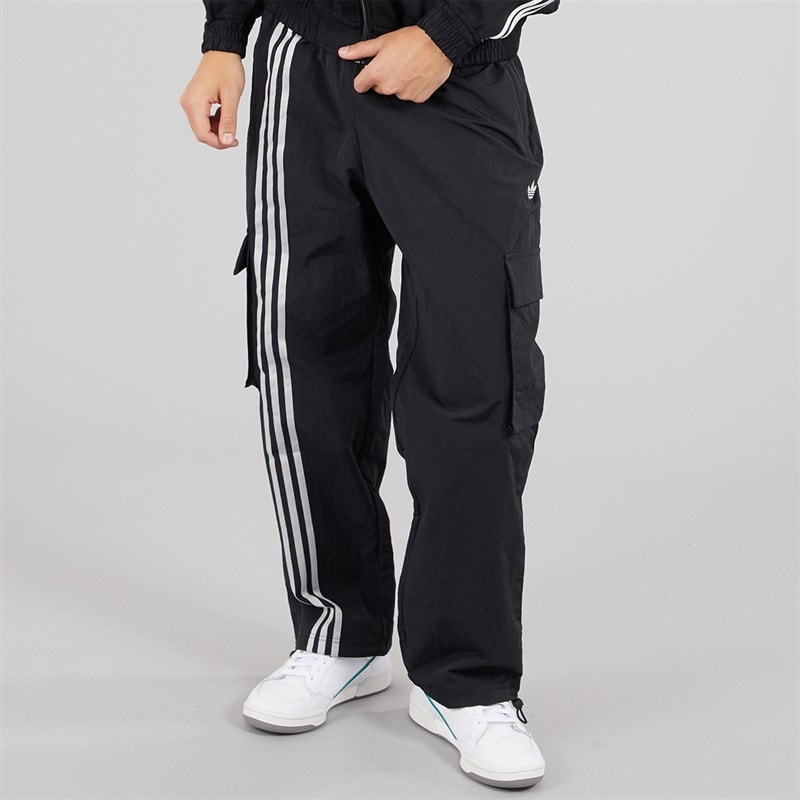 adidas Originals Mens Front Stripes Woven Cargo Pants Black